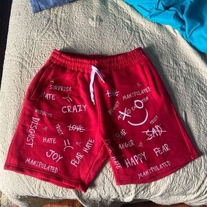 Red Graphic Print Shorts